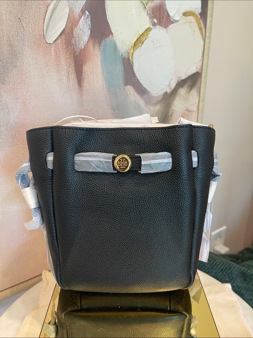 NWT Tory Burch Black Romy Small Bucket Bag